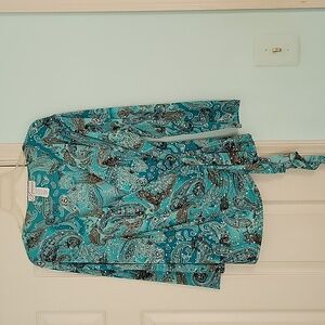 Teal Paisley Wrap Blouse